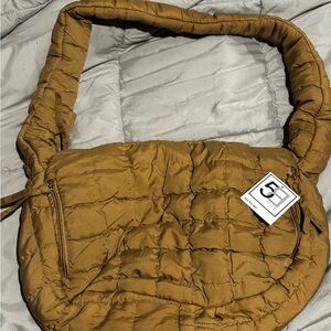 Trendy Tan Quilted Shoulder Bag